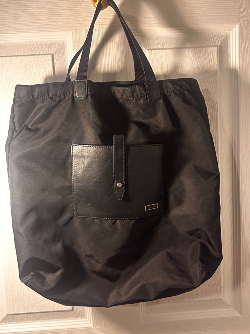 Tumi Just In Case Tote foldable & packable with leather front 15 x 16